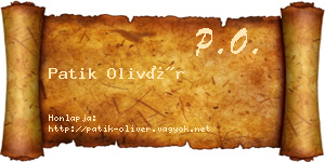 Patik Olivér névjegykártya